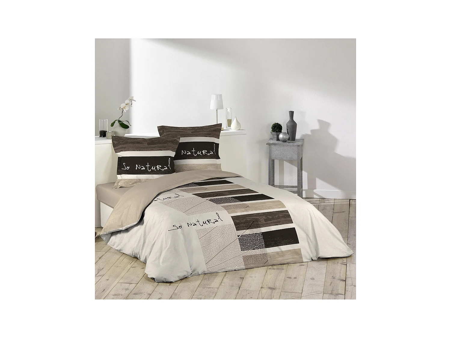 Parure de Lit 3 Pièces "So Natural" 200x200cm Marron