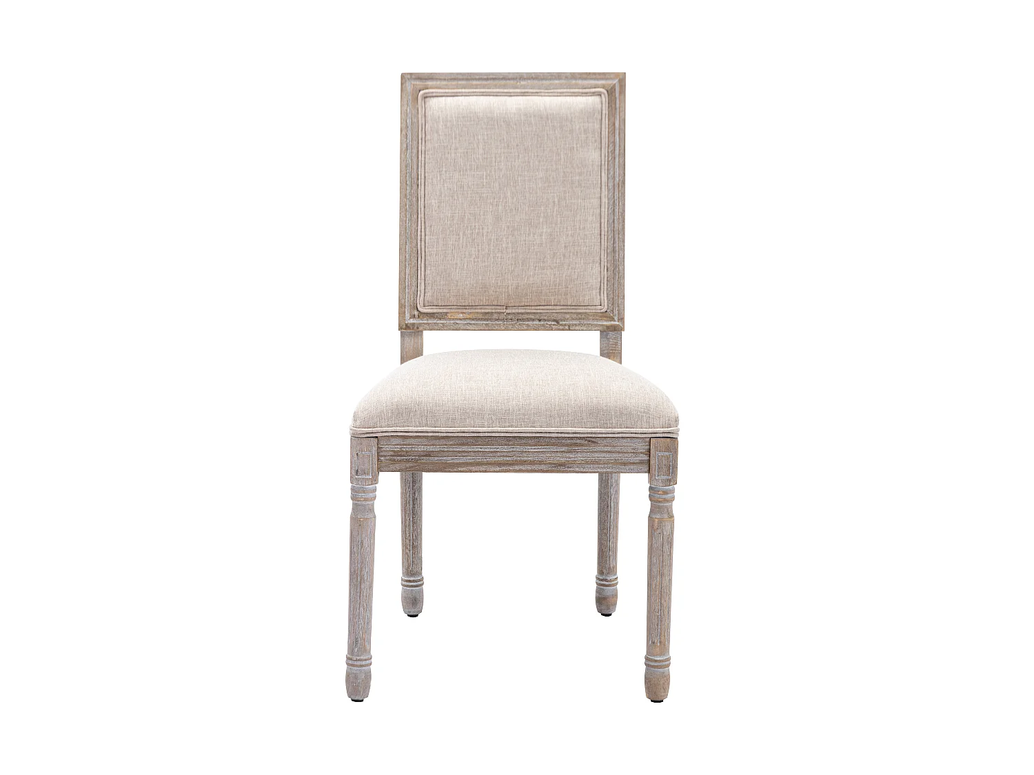 Set van 6 stoelen van stof en heveahout - Beige - AMBOISETTE