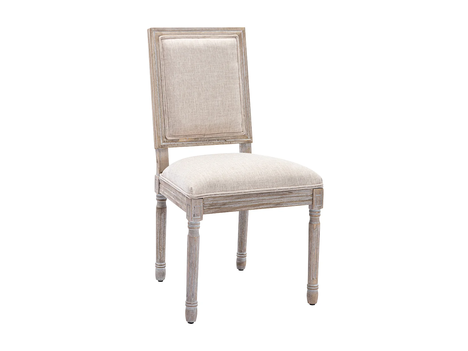 Set van 6 stoelen van stof en heveahout - Beige - AMBOISETTE
