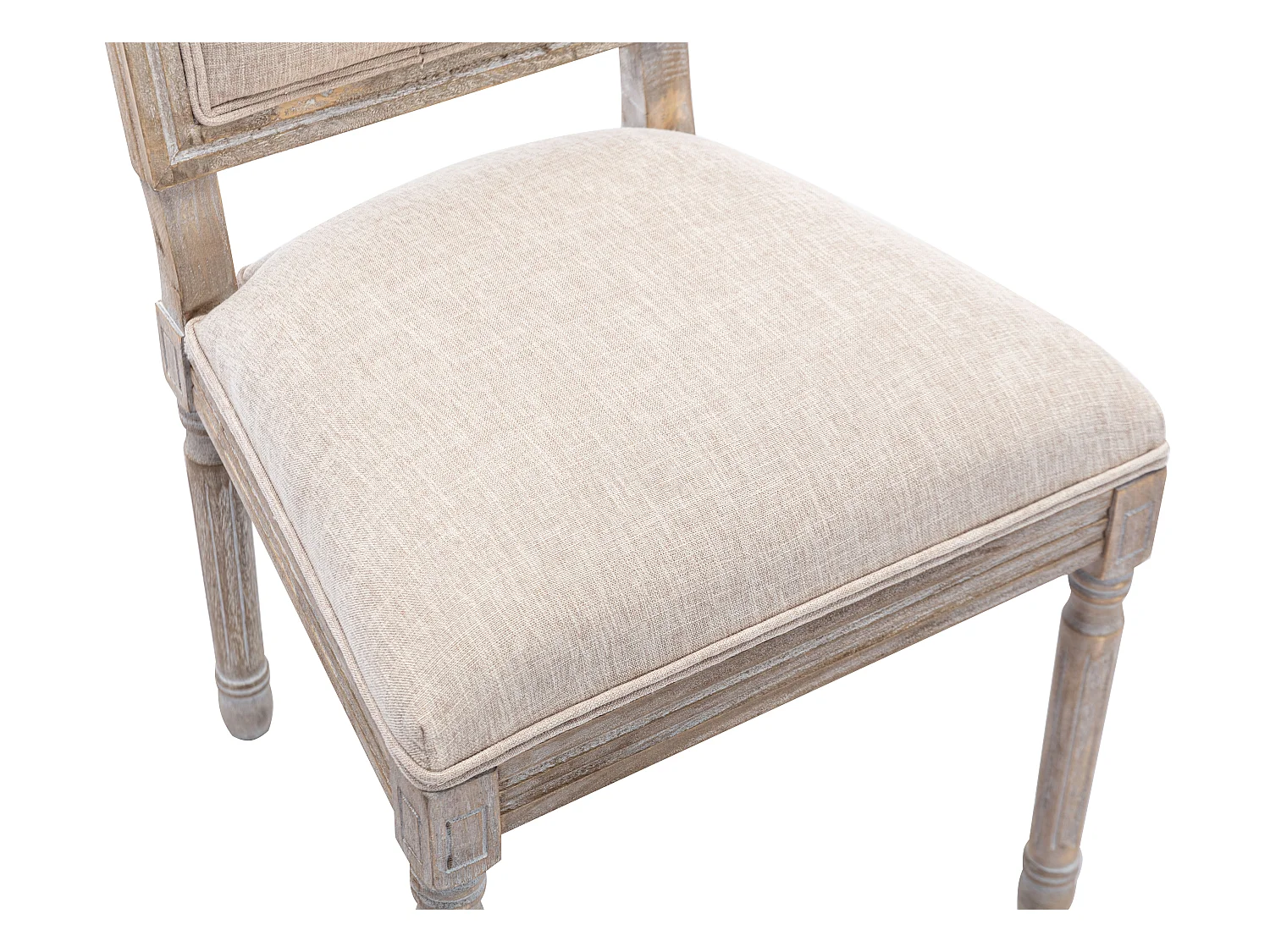 Set van 6 stoelen van stof en heveahout - Beige - AMBOISETTE