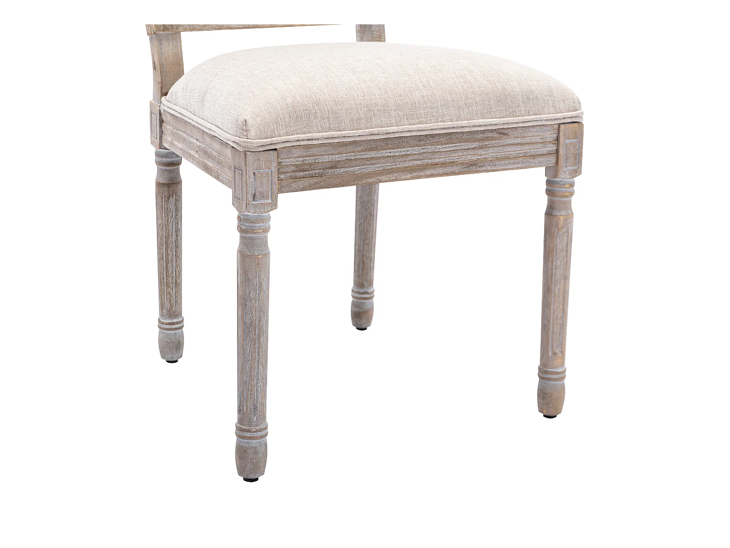 Set van 6 stoelen van stof en heveahout - Beige - AMBOISETTE