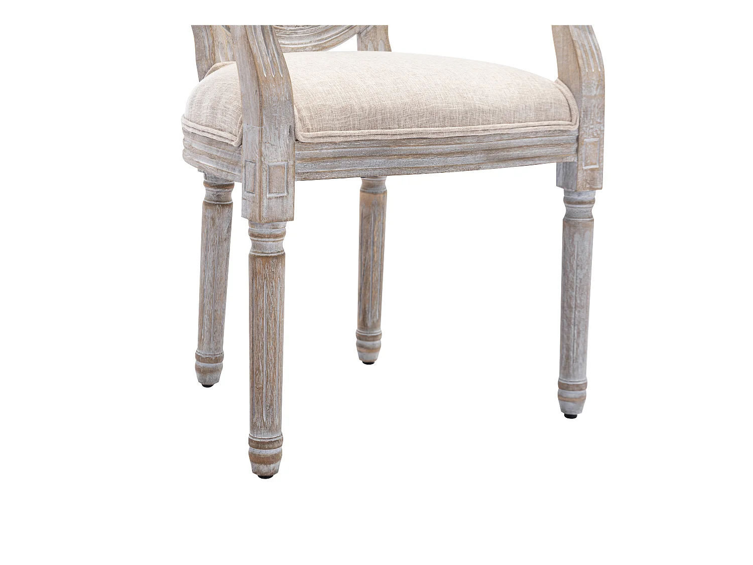Lot de 6 chaises avec accoudoirs - Cannage, tissu et bois d'hévéa - Beige - ANTOINETTE