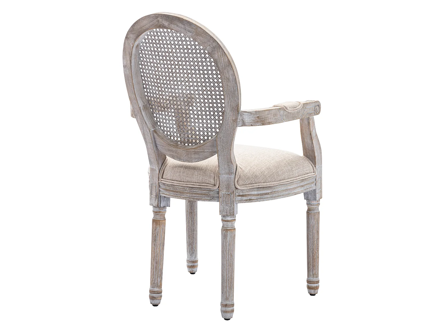 Set van 6 stoelen met armleuningen - Riet, stof en heveahout - Beige - ANTOINETTE