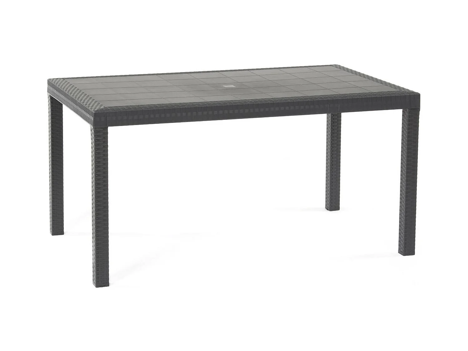 Mesa de exterior Debueh, Mesa de jardín rectangular, Mesa de jardín multiusos efecto ratán, 100% Made in Italy, 150x90h74 cm, Antracita