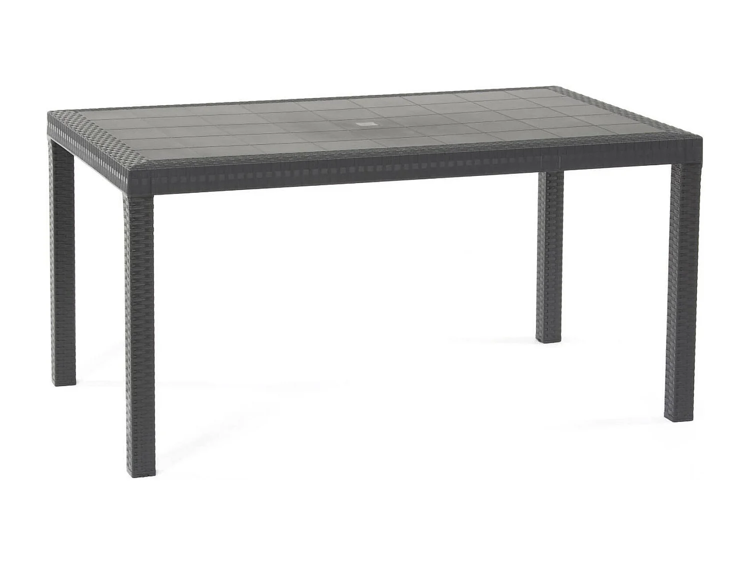 Table d'extérieur Debueh, Etagère de jardin rectangulaire, Table de jardin polyvalente effet rotin, 100% Made in Italy, 150x90h74 cm, Anthracite