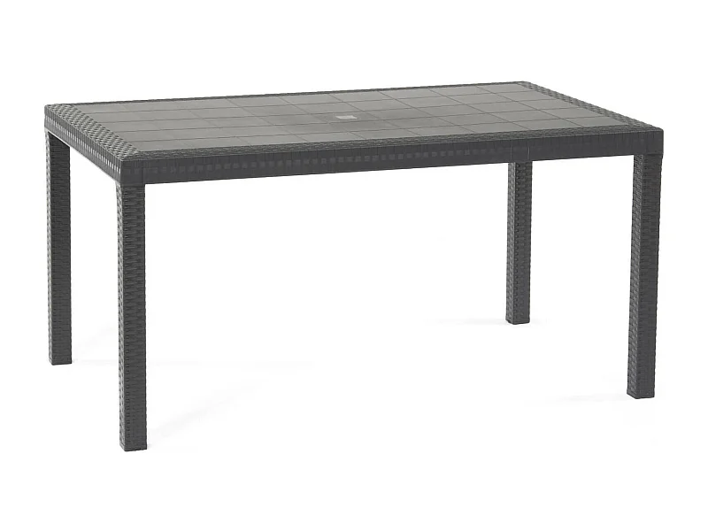 Debueh buitentafel, rechthoekige tuintafel, multifunctionele tuintafel met rotaneffect, 100% gemaakt in Italië, 150x90h74 cm, antraciet