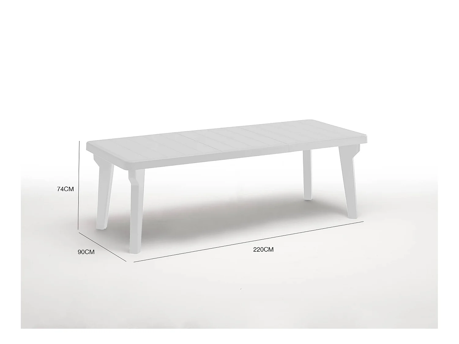 Dmora - Tavolo da esterno Anatre, 160/220x90 h74 cm, Bianco
