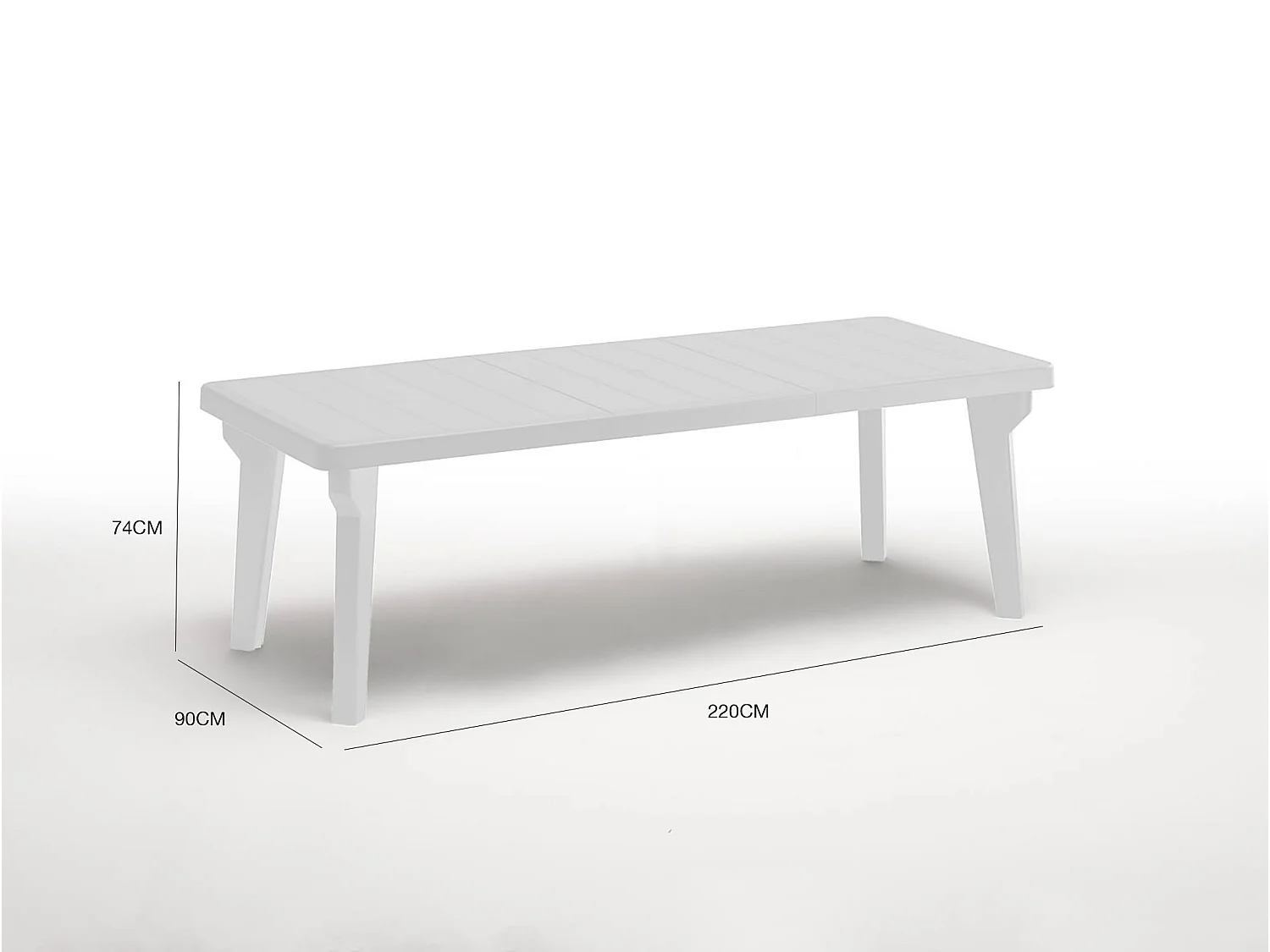 Dhristo buitentafel, Rechthoekige tafel, Uitschuifbare tuin- of bartafel, 100% Made in Italy, 160-220x90h74 cm, Wit