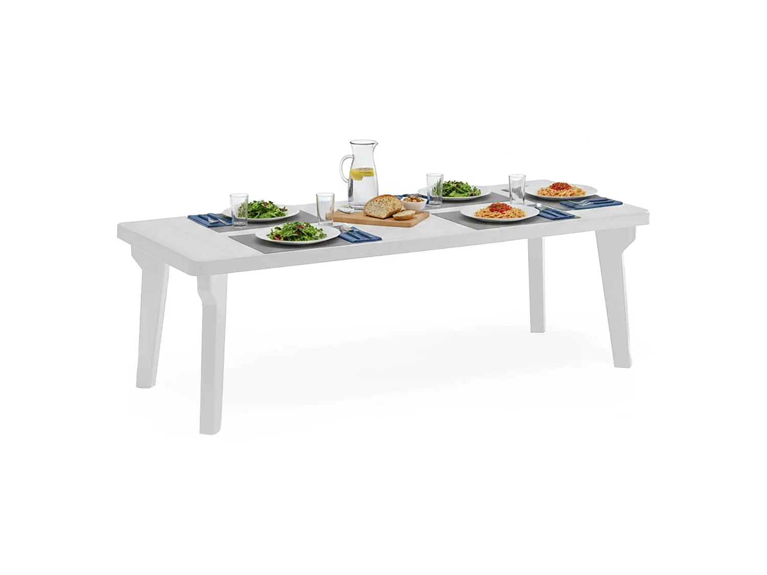 Table d'extérieur Dhristo, Etagère rectangulaire, Table de jardin ou de bar extensible, 100% Made in Italy, 160-220x90h74 cm, Blanc