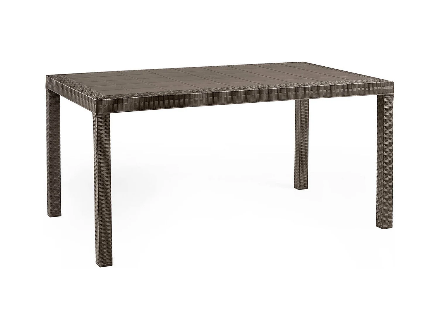 Table d'extérieur Debueh, Etagère de jardin rectangulaire, Table de jardin polyvalente effet rotin, 100% Made in Italy, 150x90h74 cm, Marron