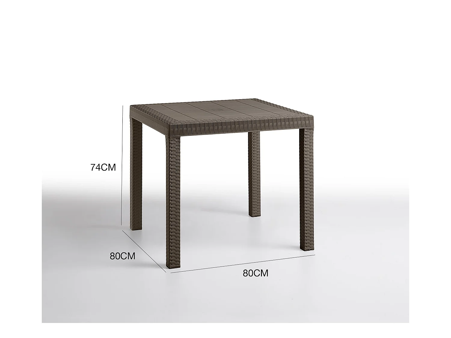 Dmora - Tavolo da esterno Acqua, 80x80 h74 cm, Marrone