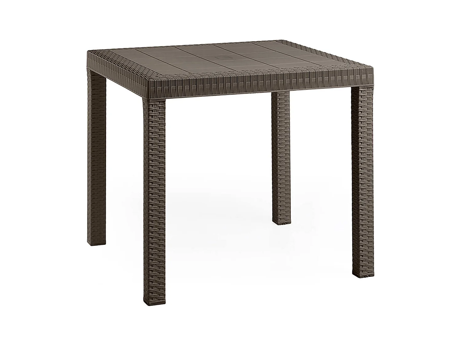 Dguidon buitentafel, Vaste vierkante tafel, Multifunctionele tuintafel met rotaneffect, 100% Made in Italy, 80x80h74 cm, Bruin