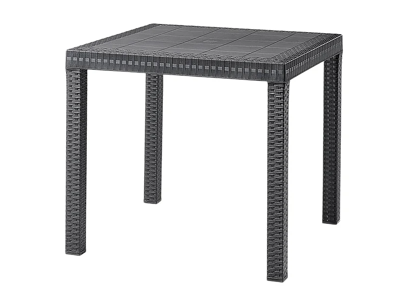 Dguidon buitentafel, Vaste vierkante tafel, Multifunctionele tuintafel met rotaneffect, 100% Made in Italy, 80x80h74 cm, Antraciet