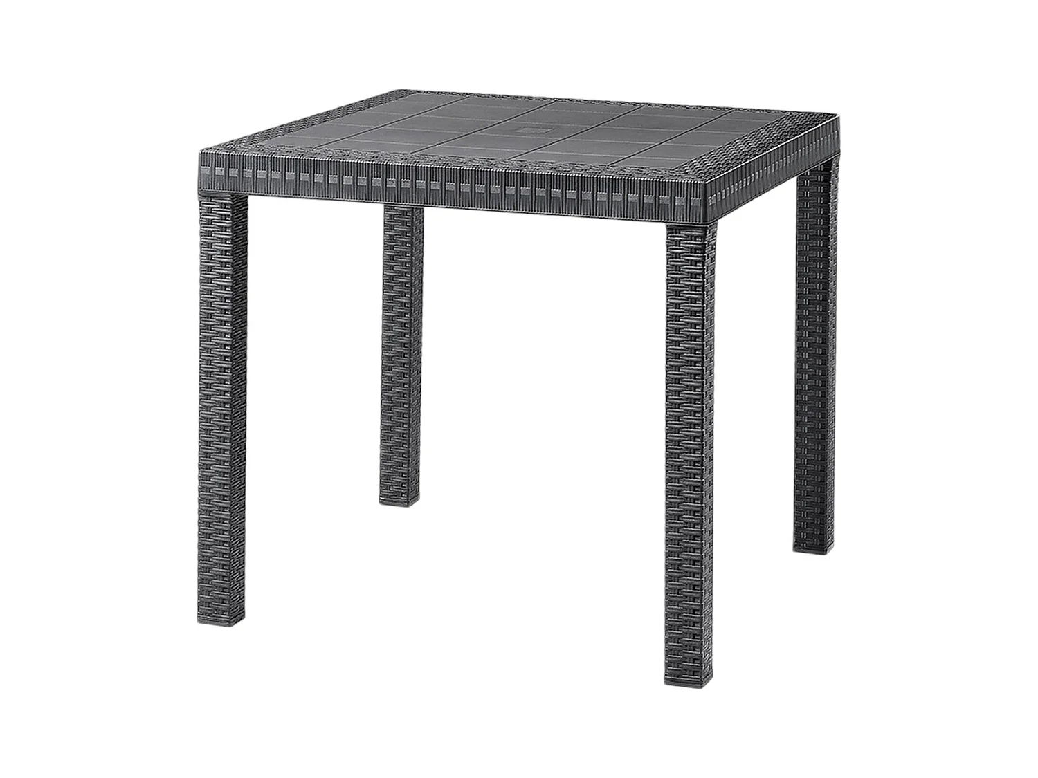 Dguidon buitentafel, Vaste vierkante tafel, Multifunctionele tuintafel met rotaneffect, 100% Made in Italy, 80x80h74 cm, Antraciet