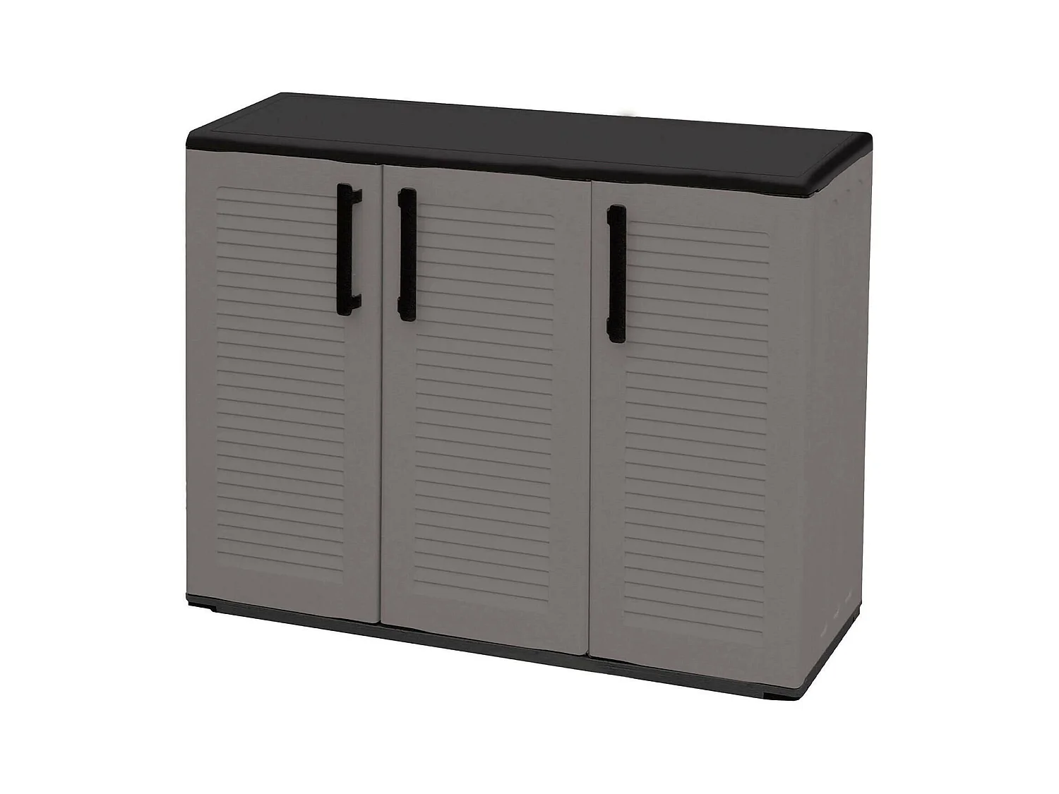 Mehrzweck Außen oder Innenwechselschrank, 3 türiges Mobile und 1 Polypropylen Regal, 100% Made in Italy, 102x37H84 cm, graue Farbe