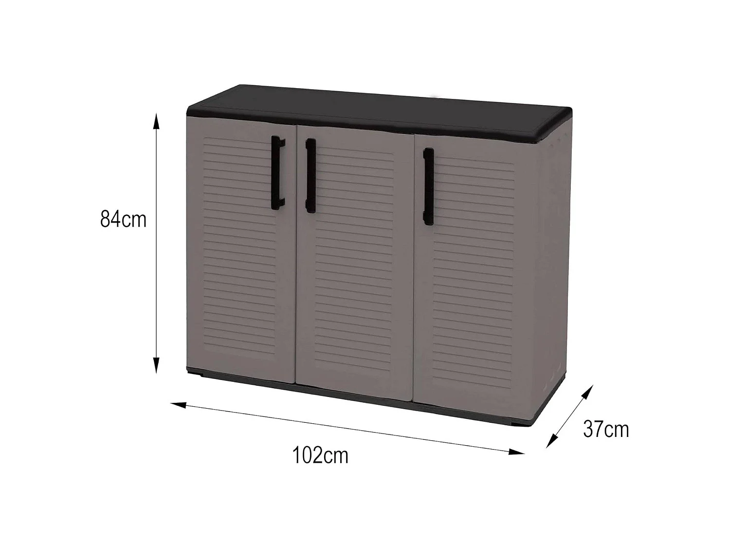 Mehrzweck AuÃŸen oder Innenwechselschrank, 3 türiges Mobile und 1 Polypropylen Regal, 100% Made in Italy, 102x37H84 cm, graue Farbe