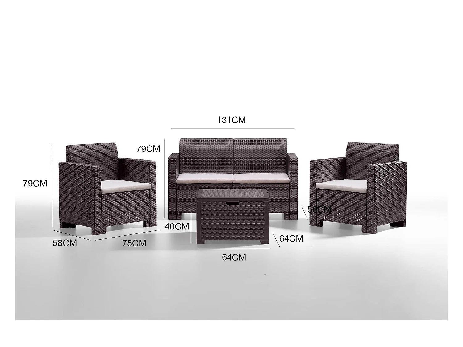 Dmora - Set salotto da esterno Gazania, Made in Italy, Antracite