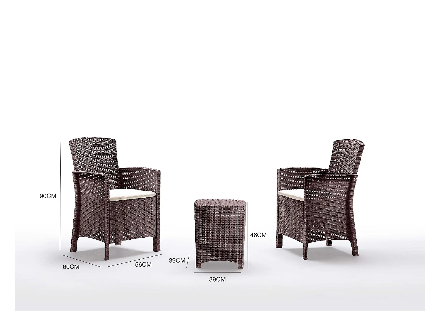 Dfre loungeset voor buiten, Tuinset met kussens, Loungeset voor binnen en buiten met rotaneffect, 100% Made in Italy, Bruin