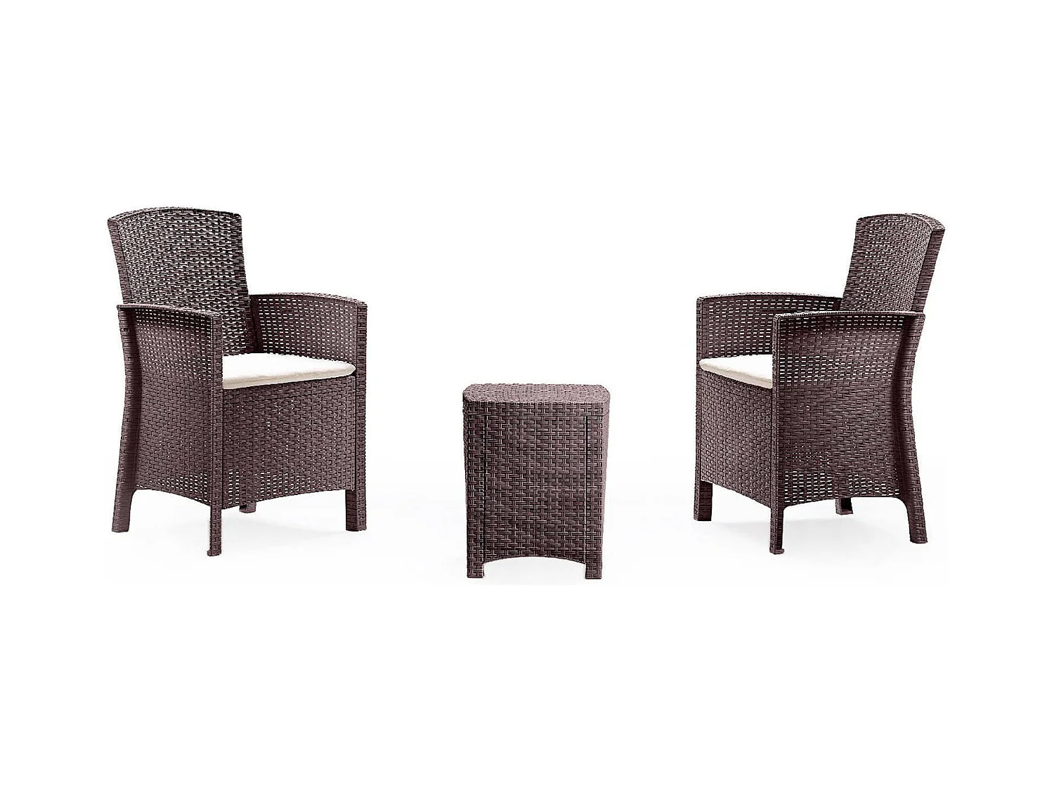 Ensemble de salon d'extérieur Dfre, Ensemble de jardin avec coussins, Ensemble de salon d'intérieur effet rotin, 100% Made in Italy, Marron