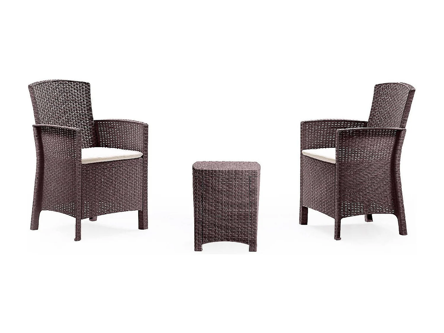 Enemble de alon d'extérieur Dfre, Enemble de jardin avec couin, Enemble de alon d'intérieur effet rotin, 100% Made in Italy, Marron