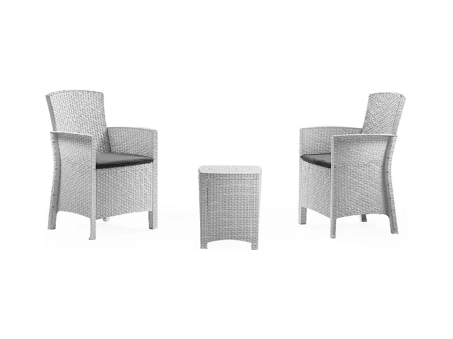 Dfre loungeset voor buiten, Tuinset met kussens, Loungeset voor binnen en buiten met rotaneffect, 100% Made in Italy, Wit