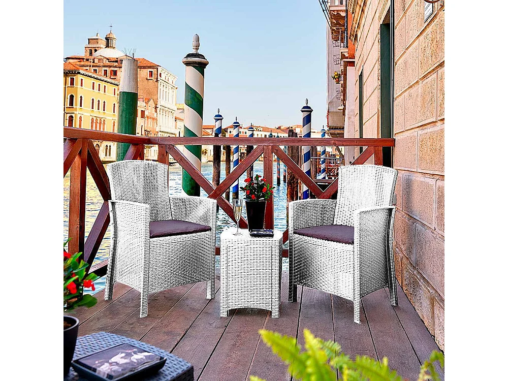 Set Salotto da Esterno Armin, 2 Posti Made in Italy, Bianco, Salottino Outdoor