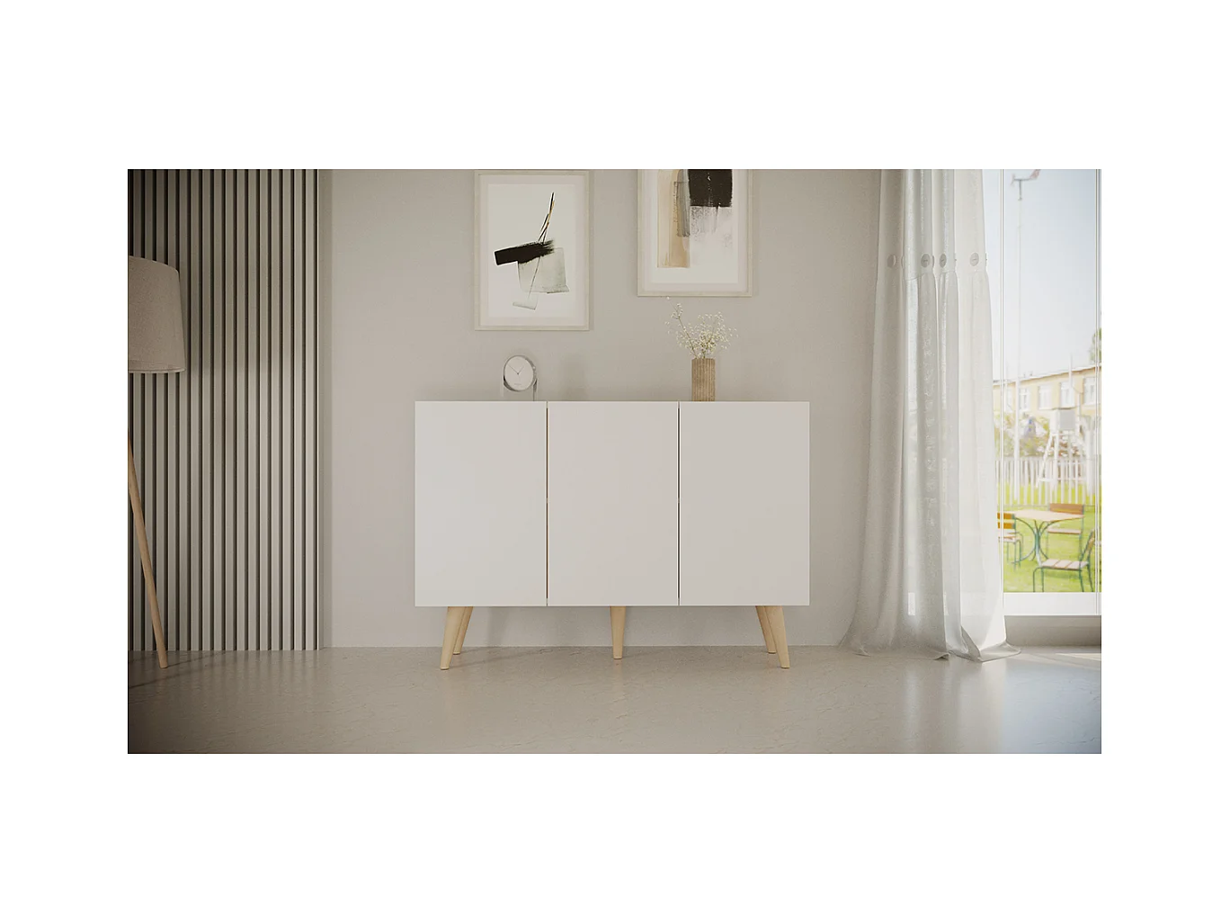 Aparador 3 portas Toronto branco 40cm