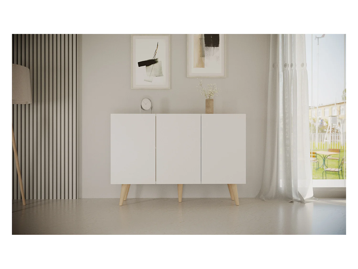 Aparador 3 portas Toronto branco 40cm