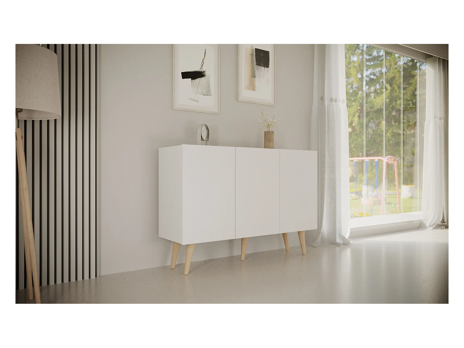 Aparador 3 portas Toronto branco 40cm