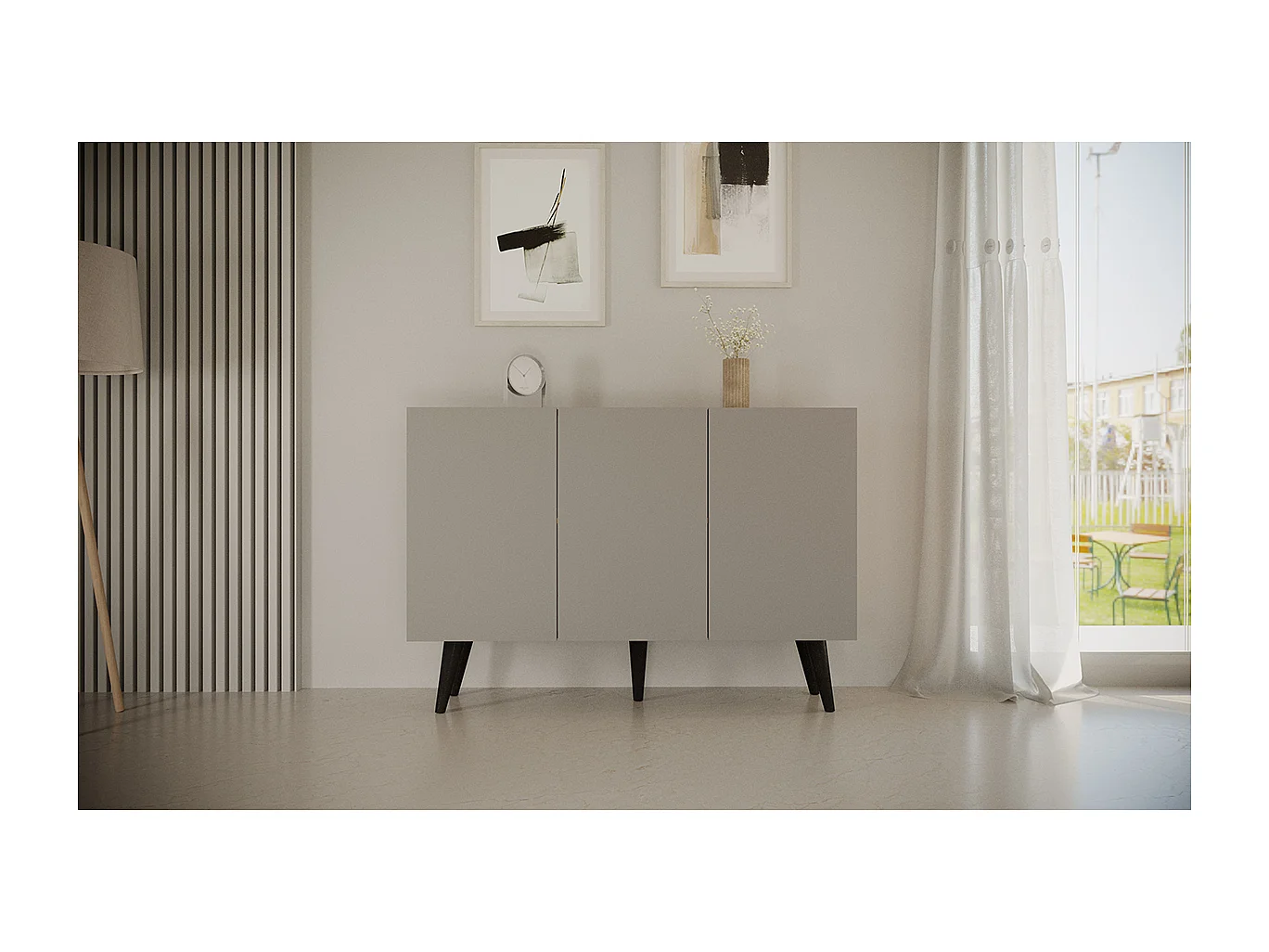 Aparador 3 portas Toronto cinzento 40cm