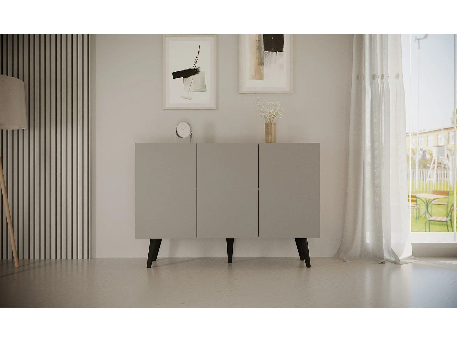 Aparador 3 portas Toronto cinzento 40cm