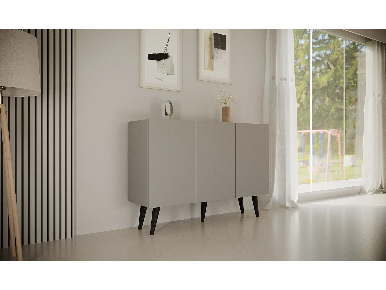 Aparador 3 portas Toronto cinzento 40cm