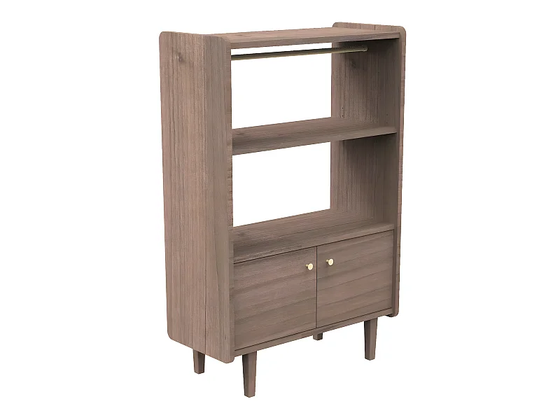 Libreria a 2 ante e 1 armadio in legno con pomelli in metallo