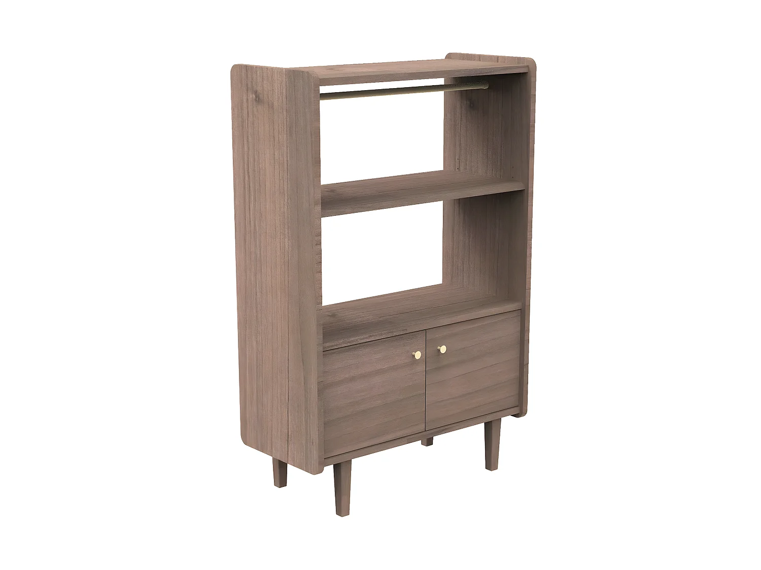 Librería de 2 puertas y 1 armario de madera con pomos metálicos