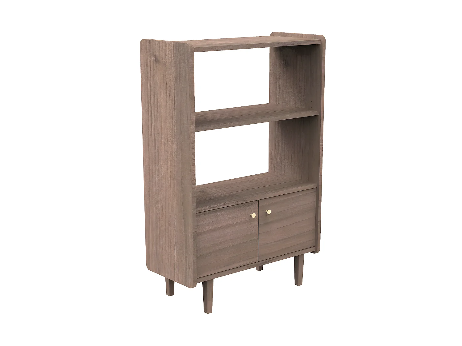 Librería de 2 puertas y 1 armario de madera con pomos metálicos