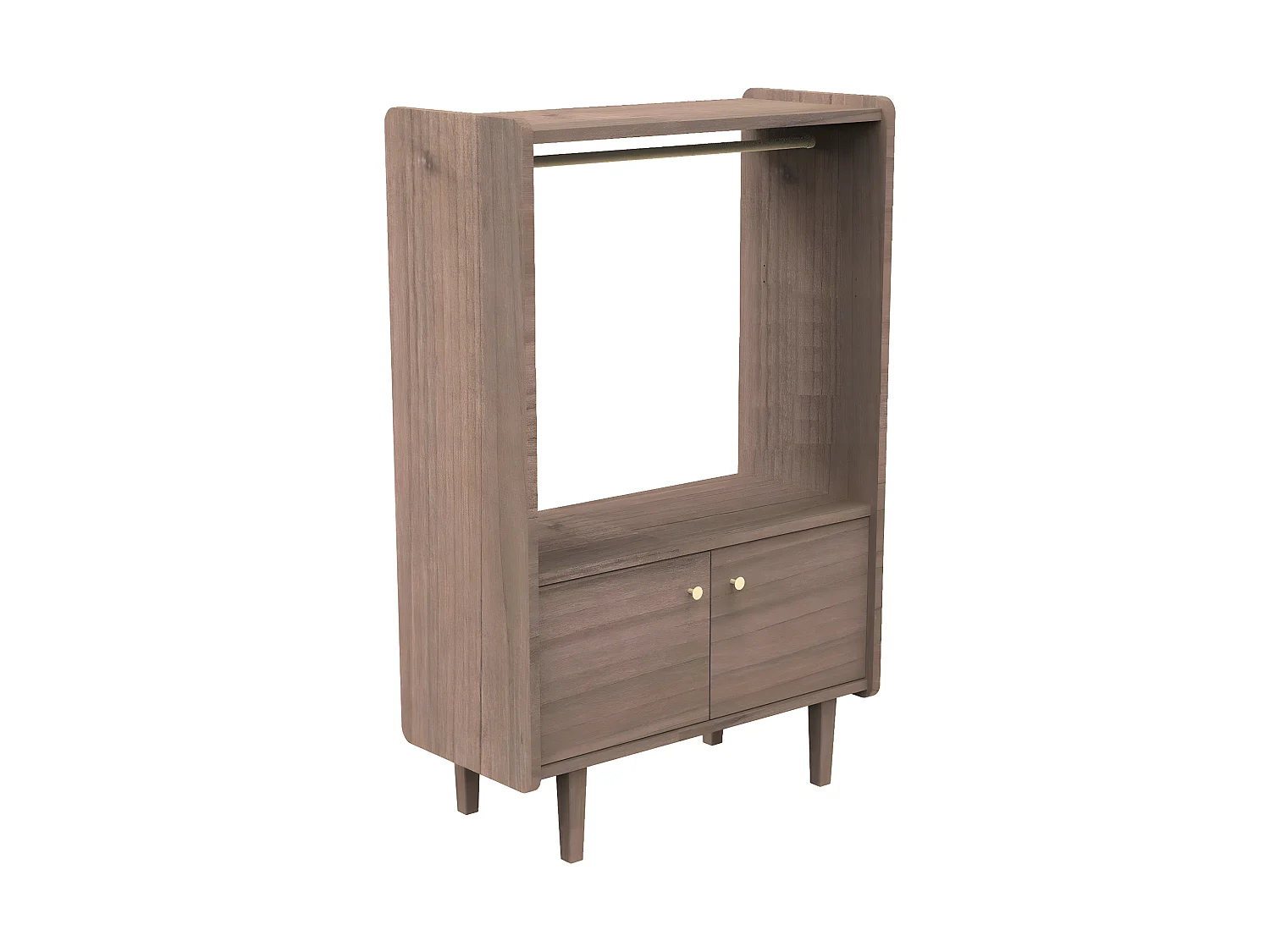 Librería de 2 puertas y 1 armario de madera con pomos metálicos