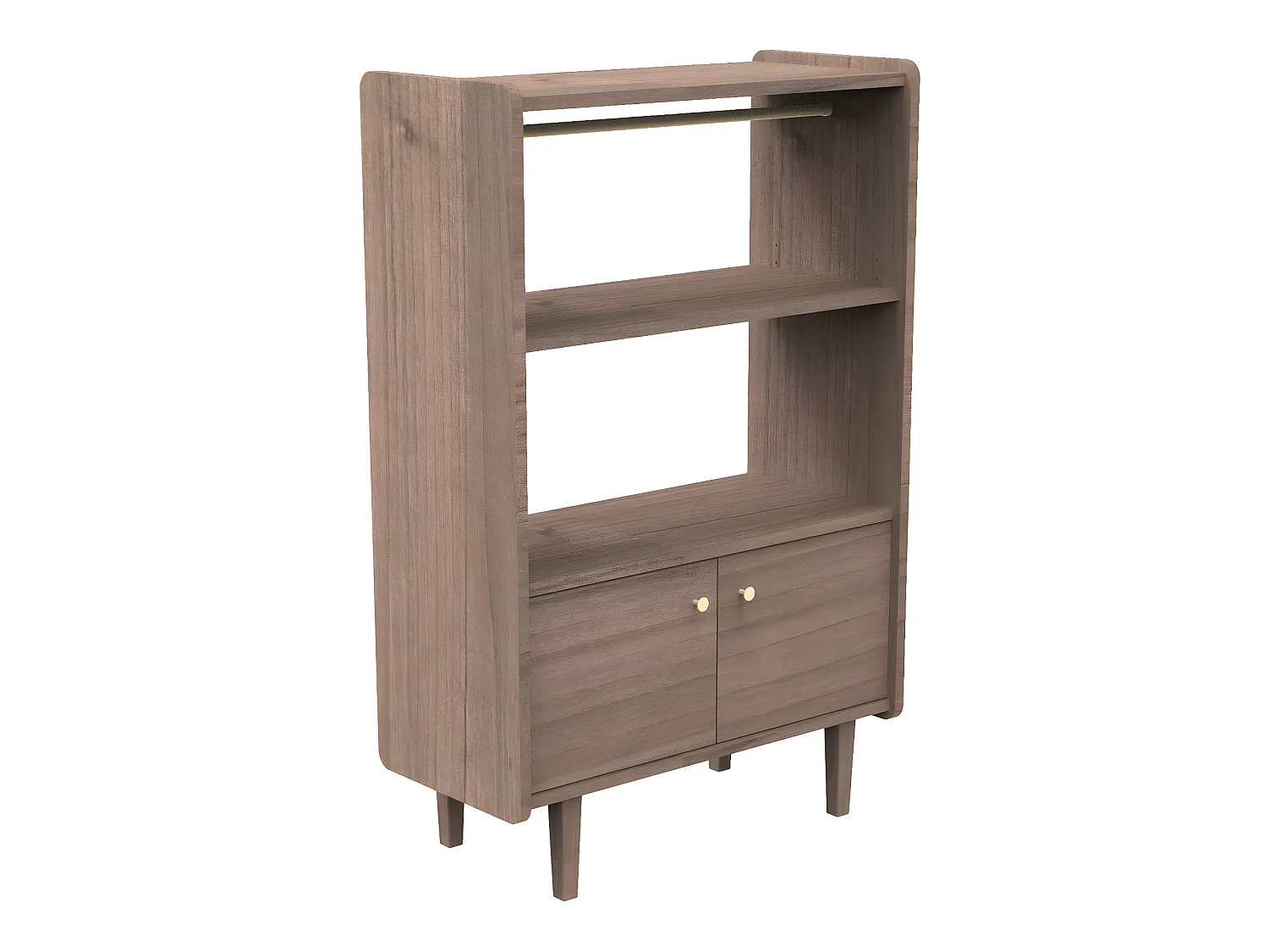 Librería de 2 puertas y 1 armario de madera con pomos metálicos