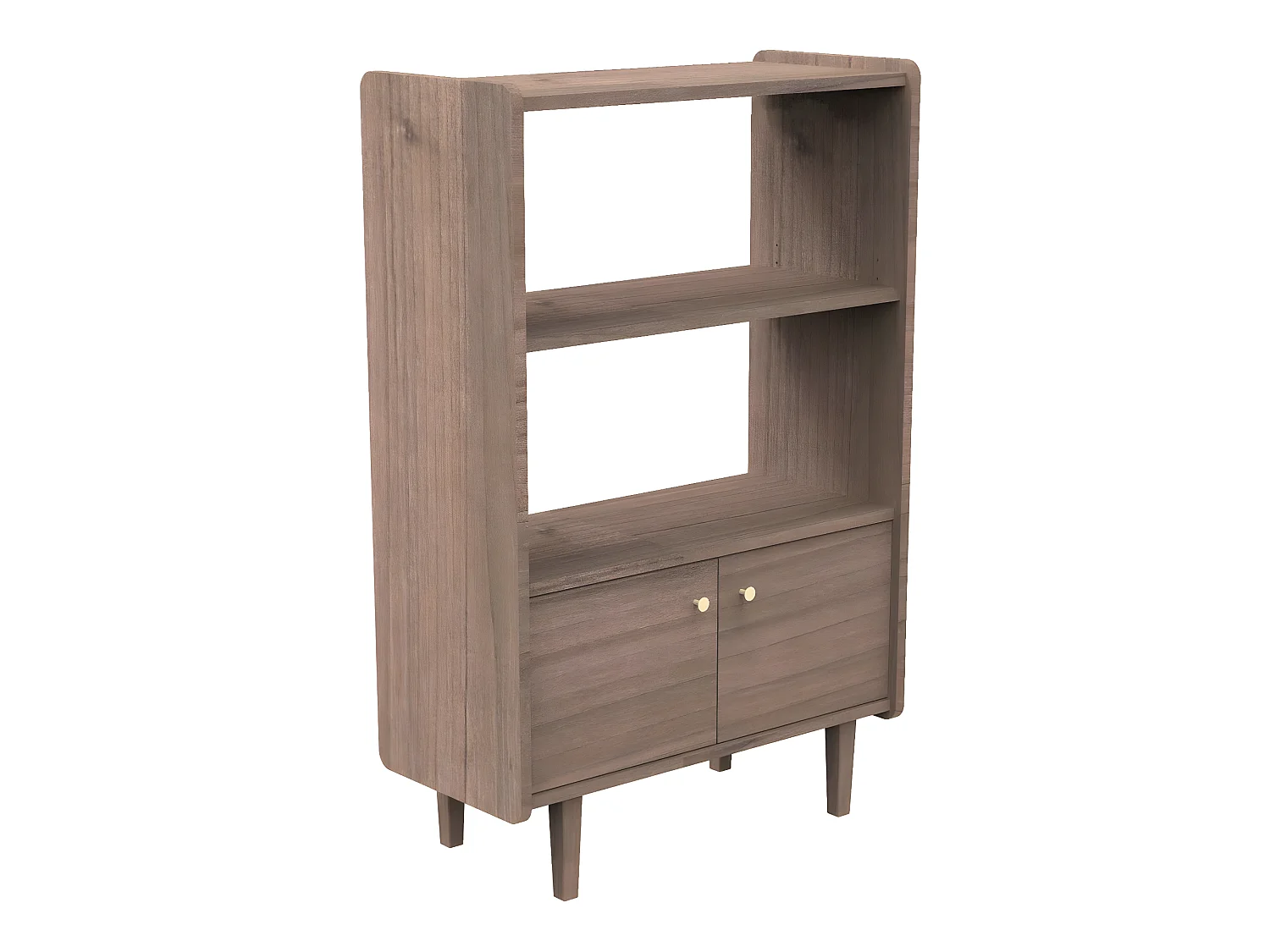 Librería de 2 puertas y 1 armario de madera con pomos metálicos