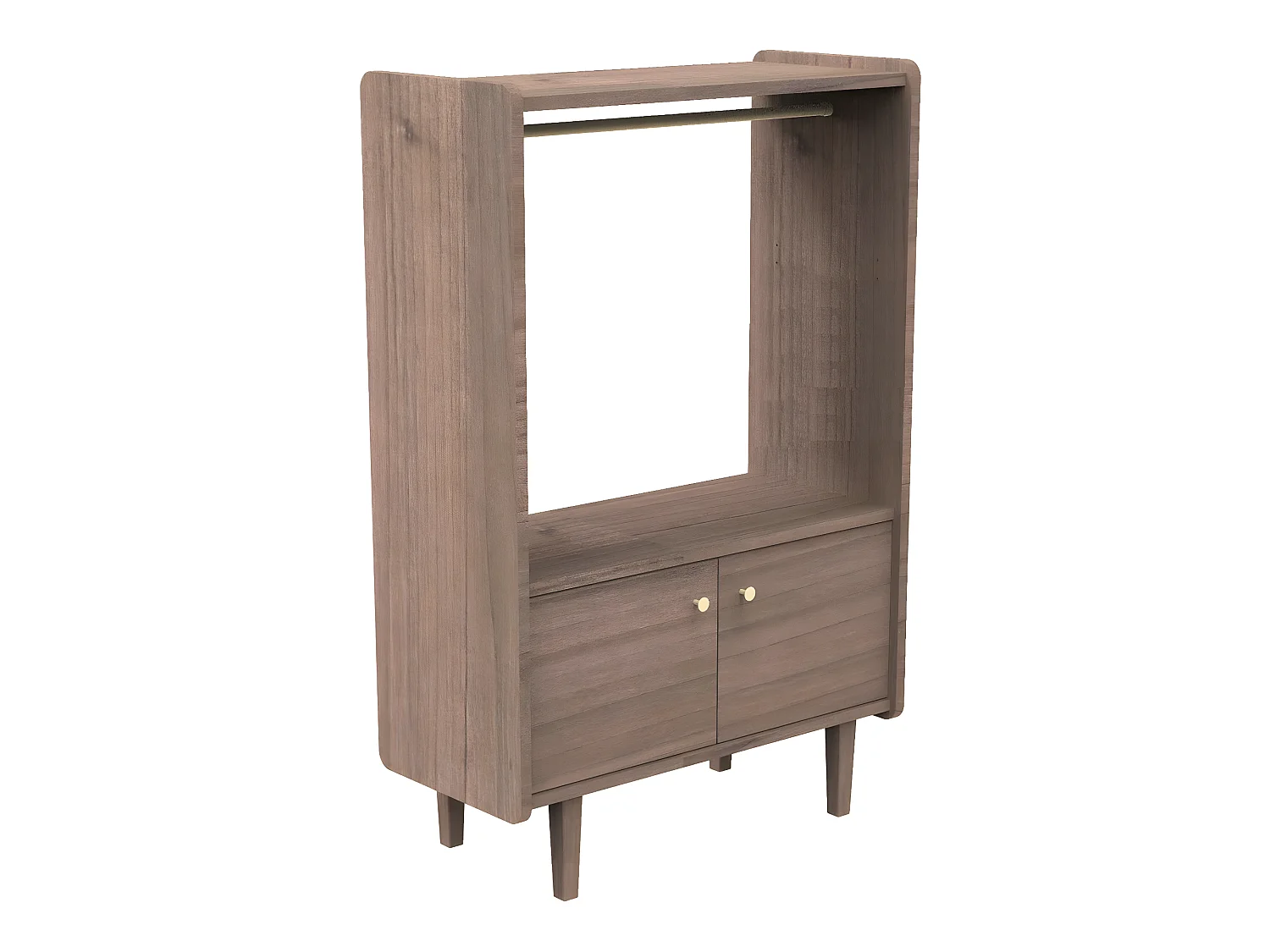 Librería de 2 puertas y 1 armario de madera con pomos metálicos