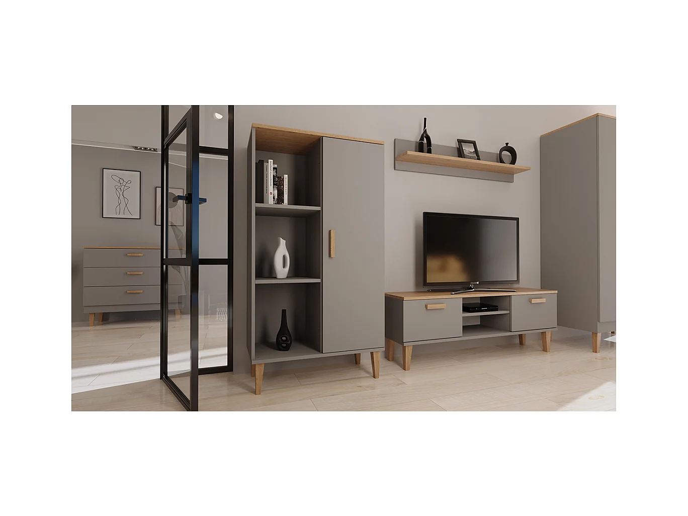 Bücherregal Denver - Grau