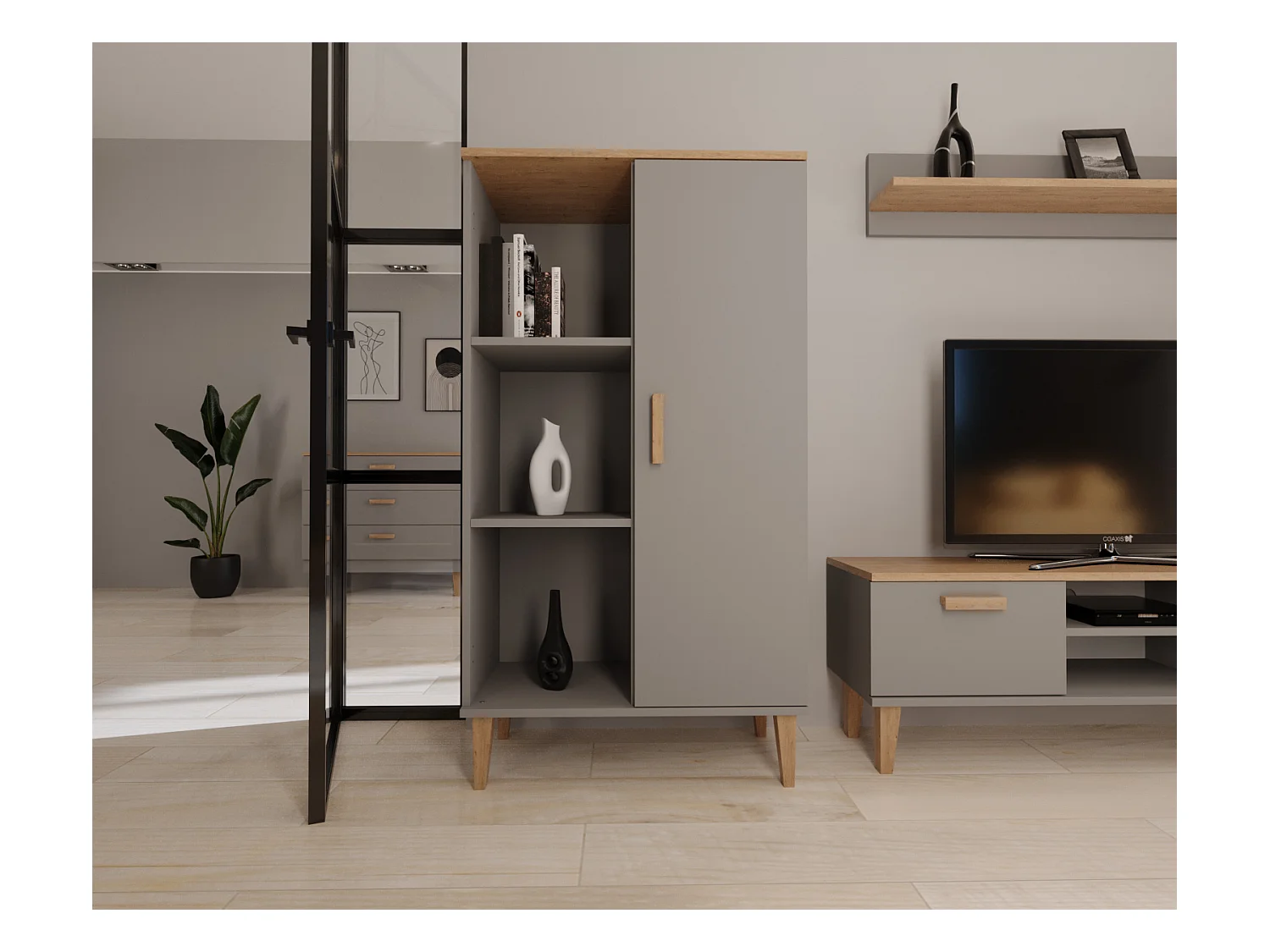 Bücherregal Denver - Grau