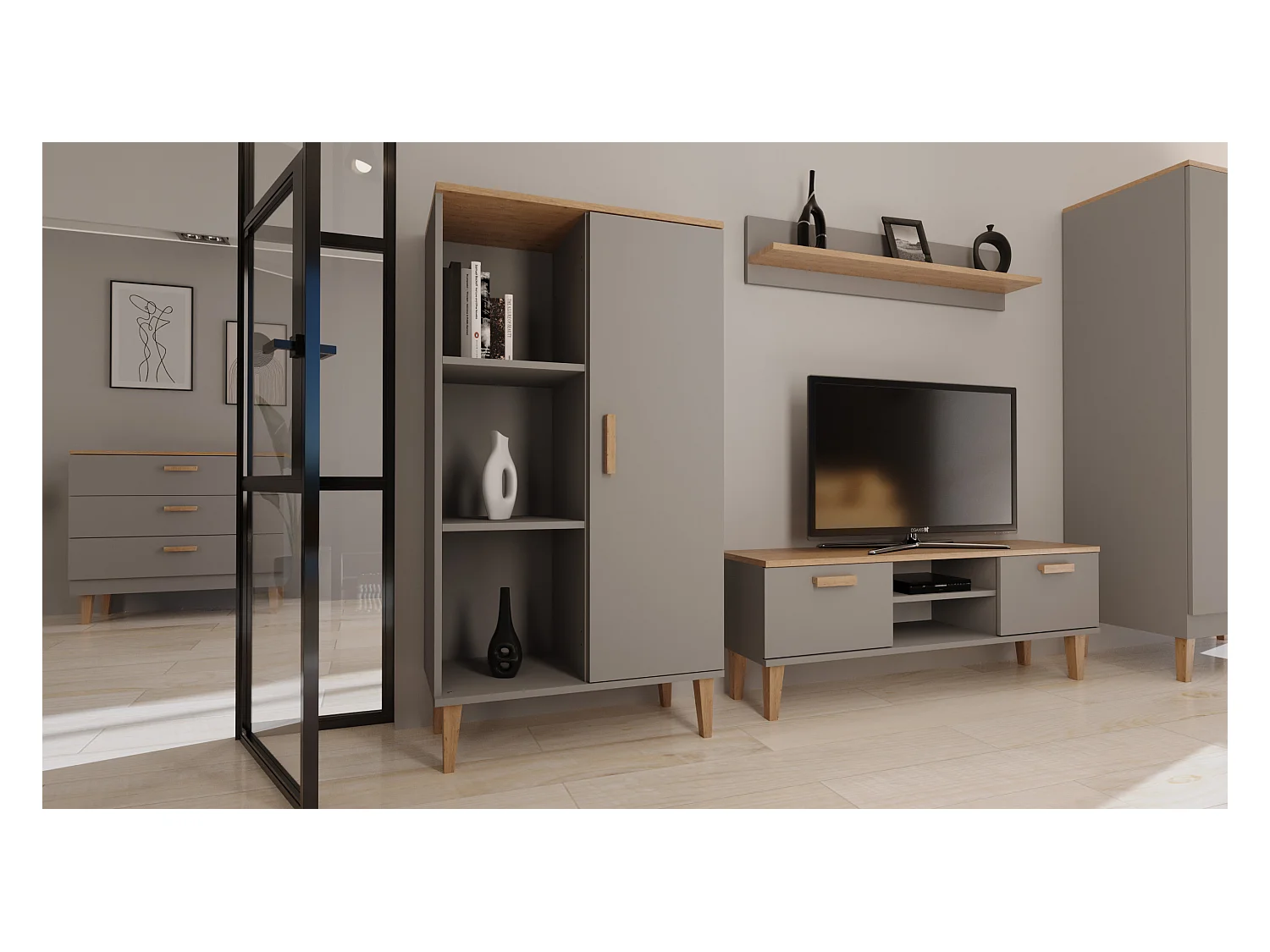 Bücherregal Denver - Grau