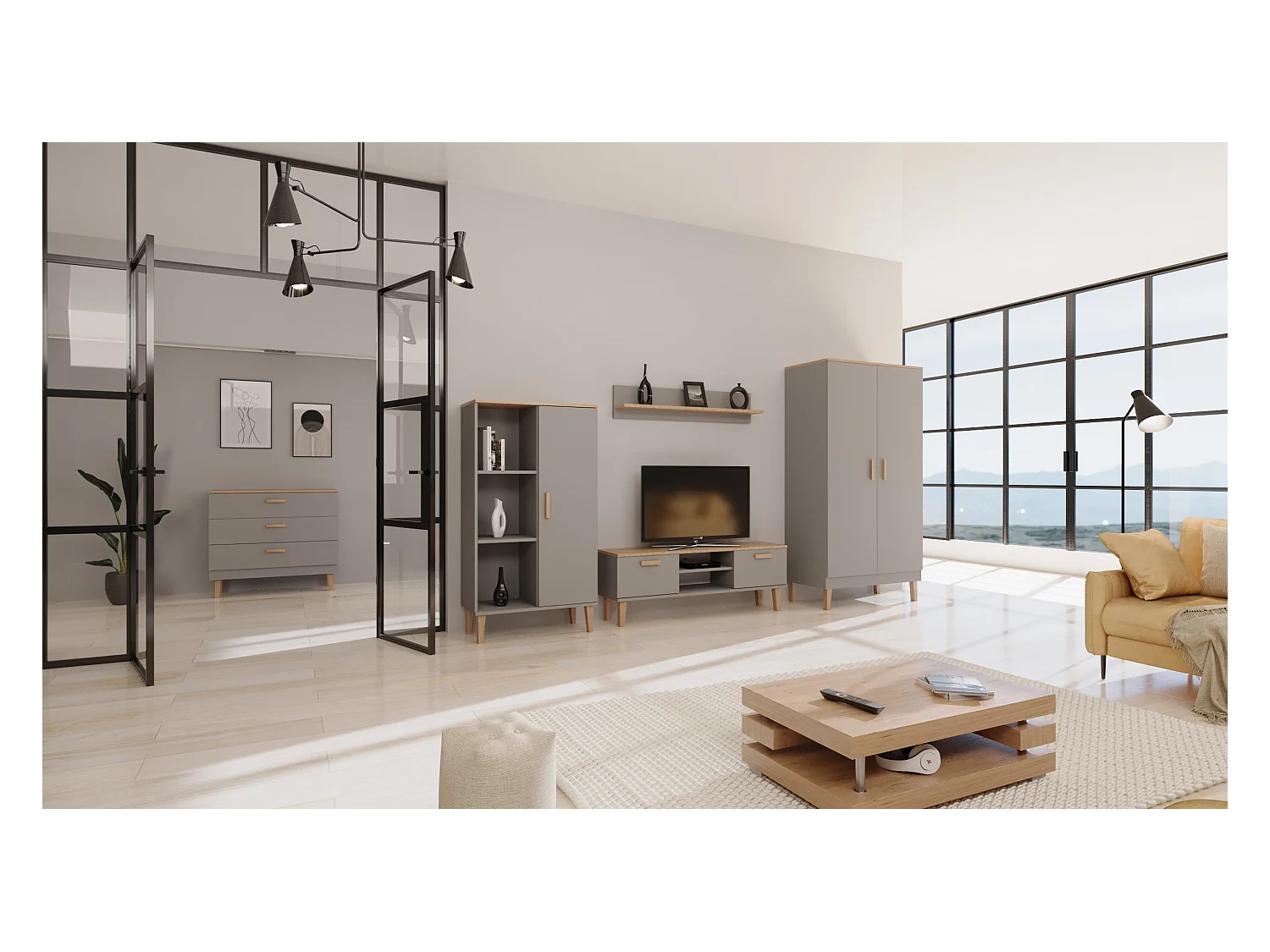 Bücherregal Denver - Grau