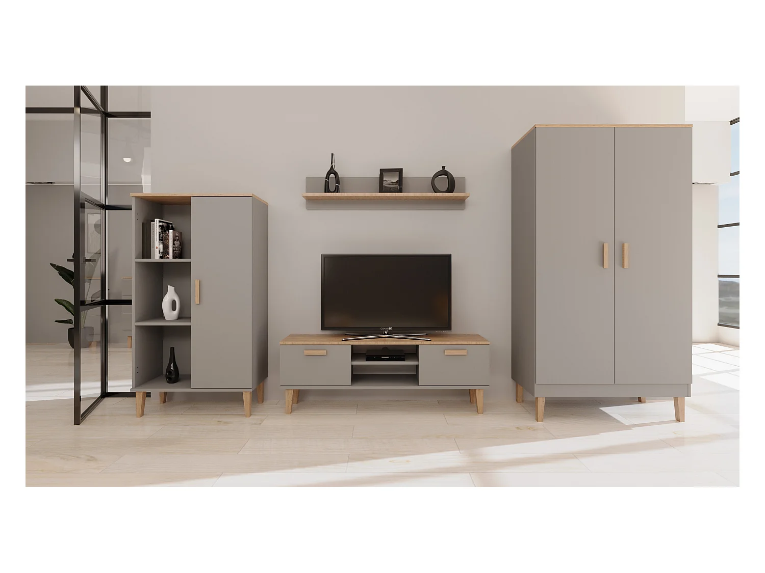 Bücherregal Denver - Grau