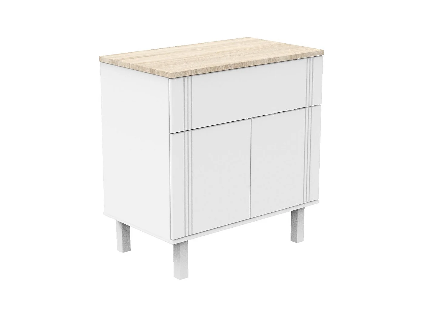 Commode 2 portes 1 tiroir Eléonore - Blanc