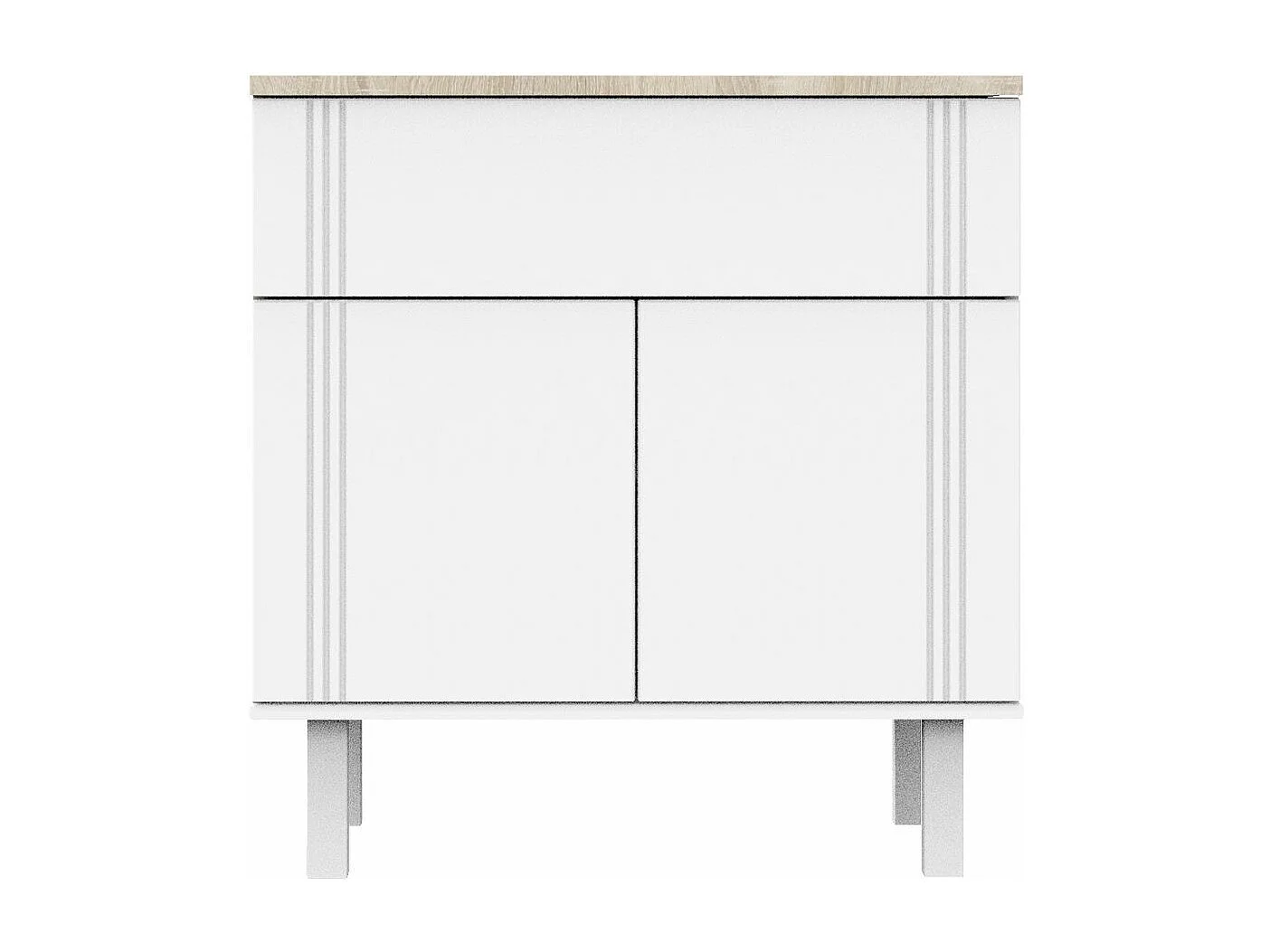 Cómoda con un cajón y 2 puertas con ranuras