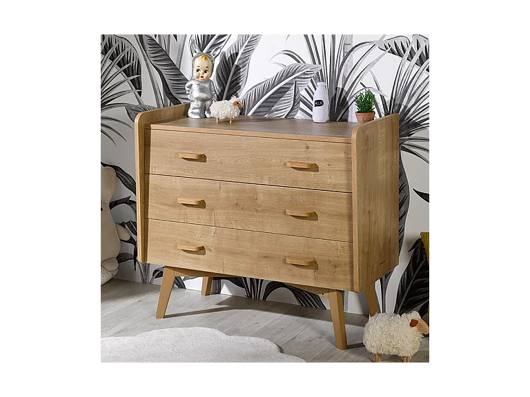 Commode 3 tiroirs grand modèle Maelyne Bois