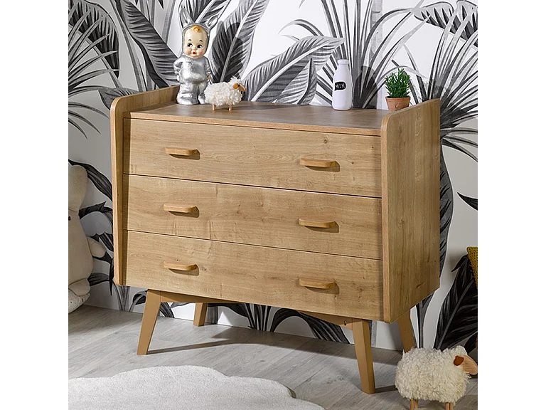 Commode 3 tiroirs grand modèle Maelyne Bois