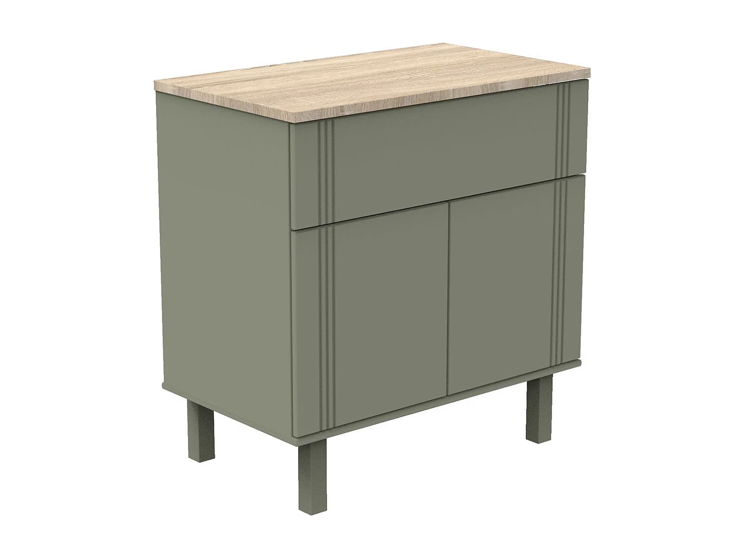 Commode 2 portes 1 tiroir Eléonore - Kaki