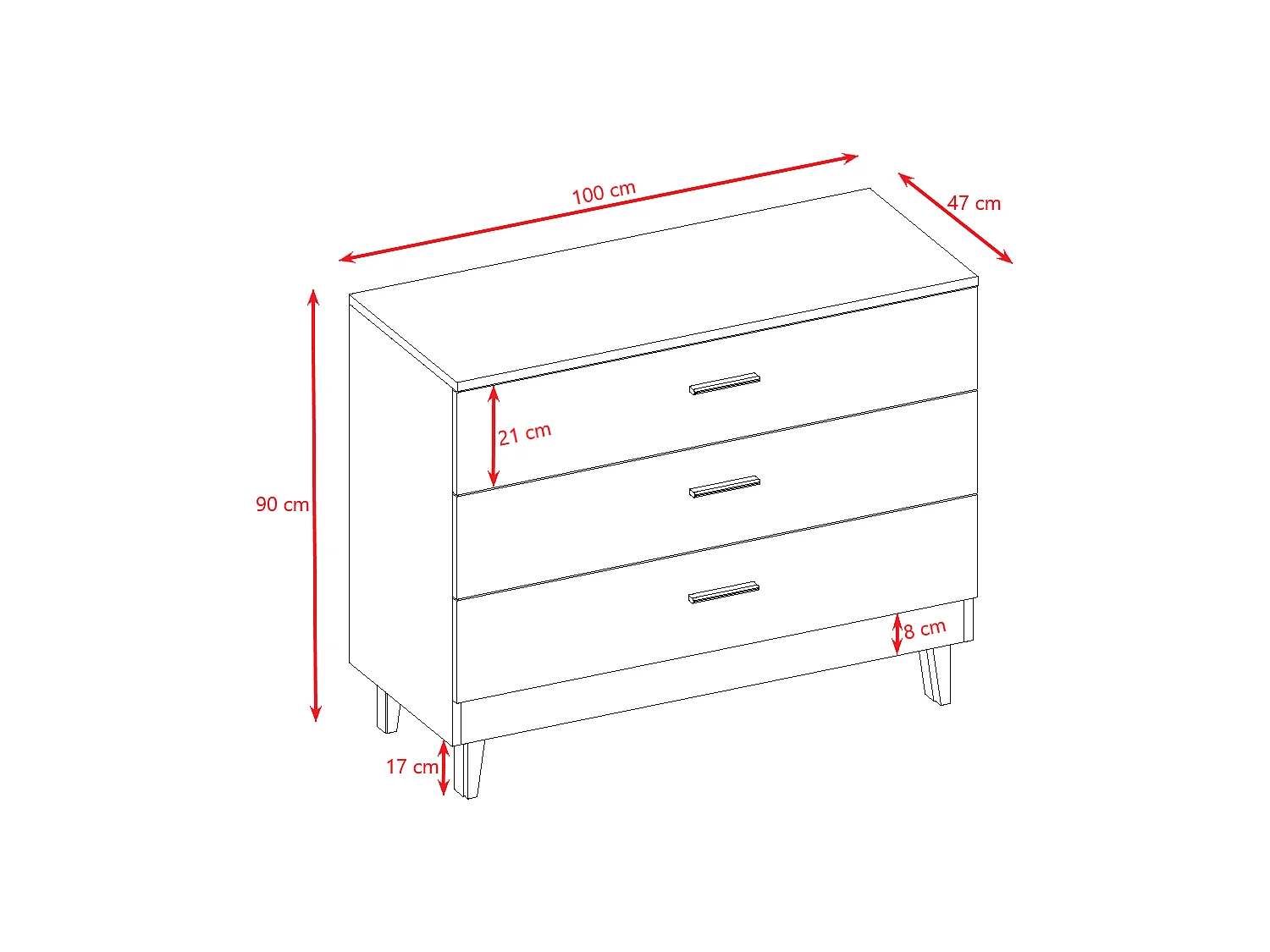 Kocot Kids Kubi Commode met 3 laden - Wit